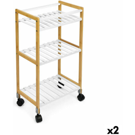 UMDONX Carrello Portaverdura In Metallo A 4 Ripiani – 42x32x87 Cm, Bianco, Con Rotelle, Per Cucina, Bagno E Ufficio