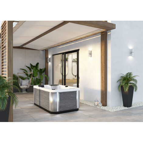 Happy SPA 2 version 2 places tablier inclus en bois foncé Lumineux