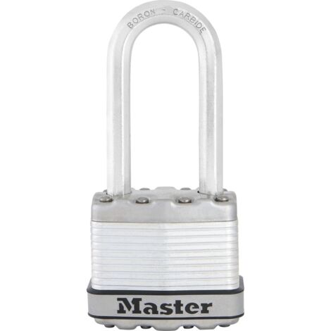 MASTER LOCK Cadenas Haute Sécurité [A Clé] [Acier Laminé] [Extérieur] [Anse L] M1EURDLH - Idéal pour les remises, les garages, les clôtures et les portails