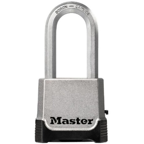 MASTER LOCK Cadenas Haute Sécurité [Combinaison et Clé] [Zinc] [Anse XL] [Extérieur] M176EURDLH - Idéal pour les espaces de rangement, les remises, les garages, les remorques (1/7)
