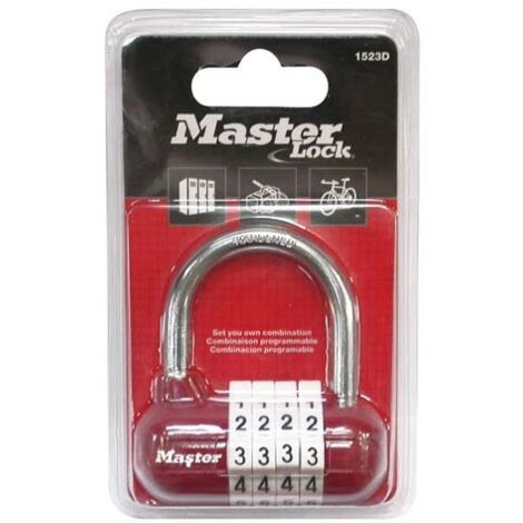 Master Lock – Cadenas à combinaison 4 chiffres – Anse en acier cémenté – Dimensions 59mm – Double verrouillage pour casiers et vélos (1/4)