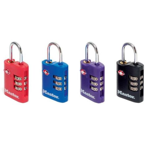 Master Lock – Cadenas à combinaison TSA 30mm – Métal et zinc – Lot de 2 coloris assortis – Homologation TSA pour voyages sécurisés (1/3)