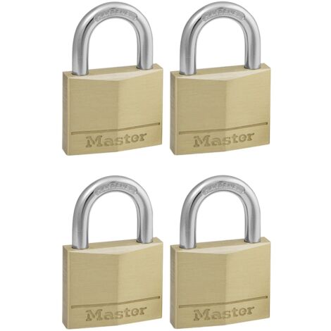 Master Lock 150EURQNOP Lot de 4 Cadenas à Clé en Laiton, Doré, 6,8 x 5 x 1,4 cm
