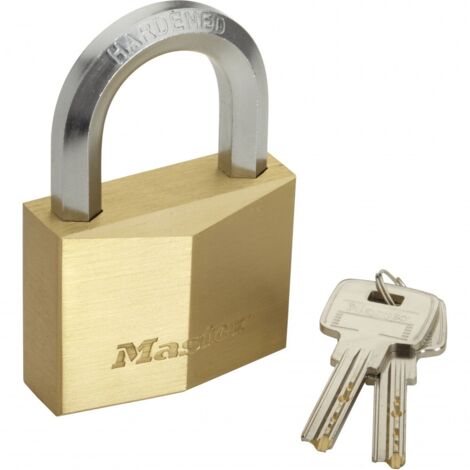 Master Lock 1165EURD Cadenas à Clé en Laiton Massif et Anse Hexagonale, Doré, 9,1 x 6 x 2,6 cm