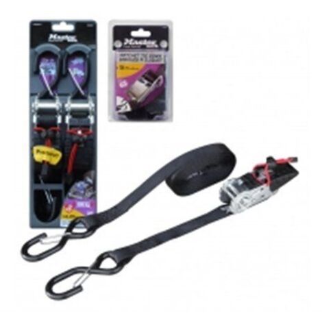 Master Lock 3058EURDAT Sangle d'Arrimage avec Crochets J et Cliquet, Jaune, 4,5m x 35mm Sangle