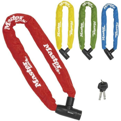 MASTER LOCK Chaîne Antivol Vélo [Clé] [90 cm Chaîne] [Rouge] [Couleur Aléatoire] 8391EURDPROCOL - Idéal pour les Vélos, Vélos Electriques, VTT et autres (1/4)