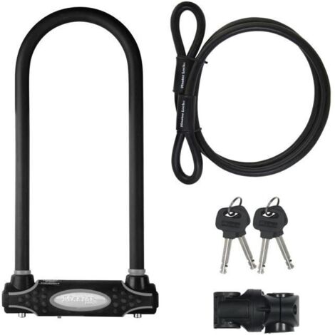 MASTER LOCK Antivol U avec Câble [A Clé] [Support de Vélo Universel] [Antivol Certifié] [Modèle XL] 8285EURDPRO - Idéal pour les Vélos, Vélos Electriques, VTT et autres