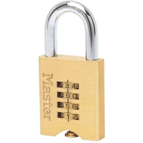 Master Lock 651EURD Cadenas à Combinaison à 4 Chiffres en Laiton, Doré, 10 x 5,1 x 1,3 cm (1/2)