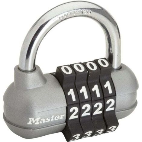 Master Lock – Cadenas à combinaison 4 chiffres – Corps en métal 64mm – Anse en acier cémenté 7mm – Résistant à la coupe et au sciage