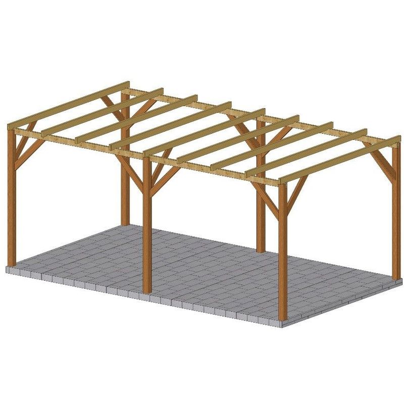Carport simple en bois 300 x 500 cm - independant ou rattache