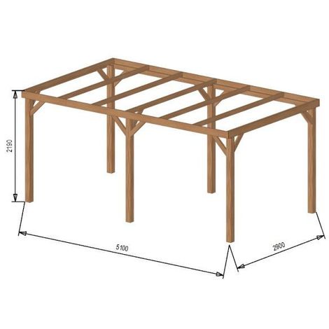 Carport bois avec bandeau|15m² 3 x 5|1 à 2 places - Autoporté - (Option 1 - sans visserie et pieds)