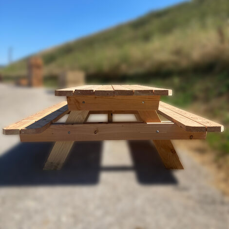 Jardinatoire – Table de jardin en bois Douglas 2m – 4 à 6 places – Fabrication France – Bois adapté pour extérieur – Épaisseur 45mm