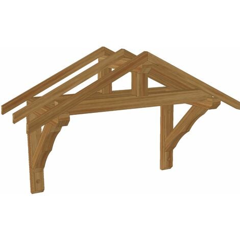 Marquise double pentes en bois massif traitée classe 3, fabrication française par Jardinatoire
