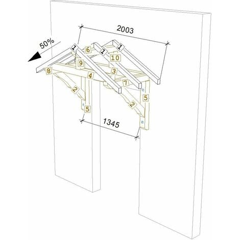 Marquise double pentes en bois massif - fabrication française