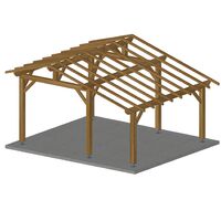 Garage Voiture en bois | 3.7 x 4.5 - 17.2 m² - 2 pans