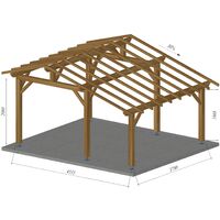 Garage Voiture en bois | 3.7 x 4.5 - 17.2 m² - 2 pans