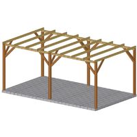 Carport bois |15m² 3x5| 1 à 2 places - Autoportant