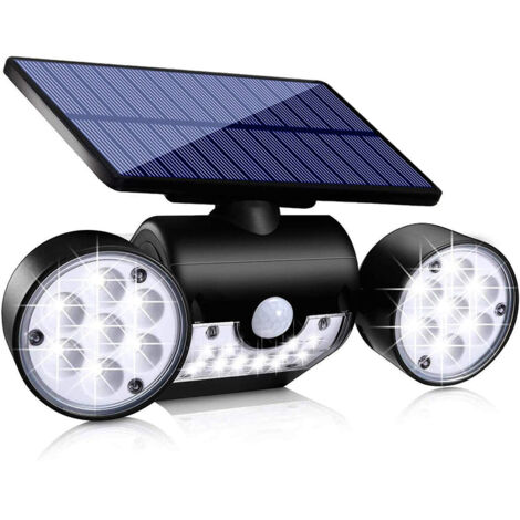 Solarleuchten Außen, Solar Wandleuchte Außen, mit 30 LED Wasserdichten Doppelkopfstrahlern, 360 Grad Drehung, Solarleuchte mit Bewegungsmelder für Garten, Eingang (1/5)