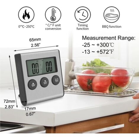 Termómetro Digital De Cocina Con Sonda - Mide Temperatura De Carne, Barbacoa, Leche En 3 Segundos