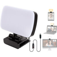Luz de videoconferencia, panel LED con clip, 120 LED y 3 temperaturas de color, luz fotográfica, lámpara fotográfica para transmisión en PC, portátil, reuniones, transmisión en vivo y oficina