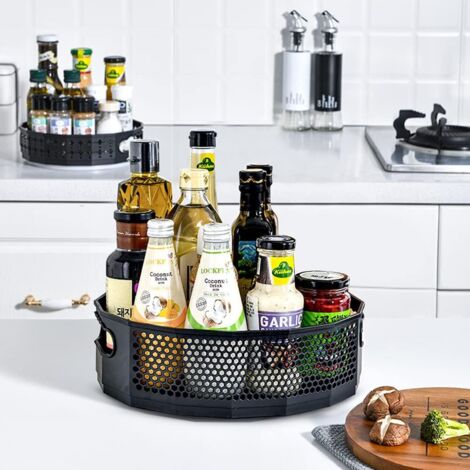 Vassoio Girevole Porta Spezie Per Cucina – Giradischi In PET Trasparente 360° – Organizzatore Salvaspazio Per Dispensa, Frigorifero E Bagno