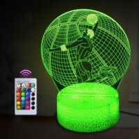 Luce notturna a forma di basket, giocattolo 3D con illusione ottica per bambini, 16 colori cangianti con telecomando, lampada da notte per bambini, regali di compleanno e Natale, decorazione per la ca