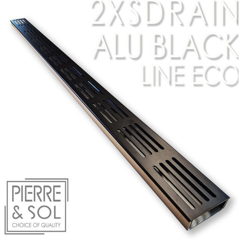 CANIVEAU DE DOUCHE 2en1 à carreler siphon de sol réglable en acier noir 100 cm EUR 48,22 - FR