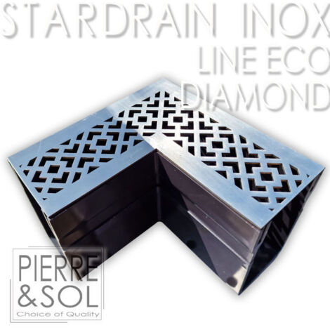 Caniveau étroit 6,5 cm Grille INOX Style - StarDrain - LINE ECO - Inox Diamond angle