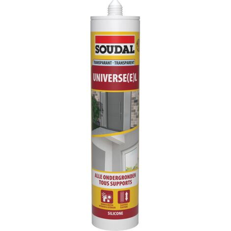 Silicone universel - Mastic silicone acétique universel - Soudal - Cartouche de 290 ml Transparent