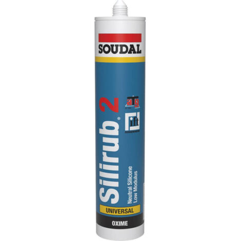 Silirub 2 - Mastic silicone neutre - Soudal - Cartouche de 290 ml Blanc brillant