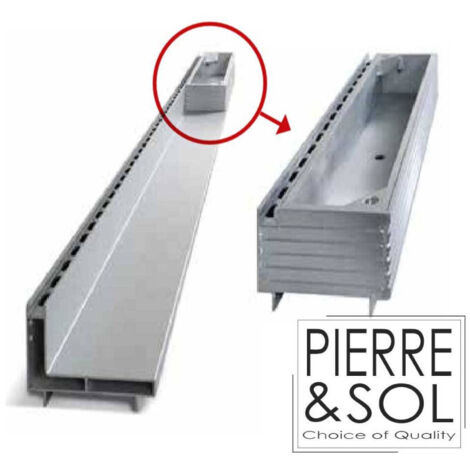 Caniveau de douche en aluminium extrudé 50 cm – Largeur intérieure 96-110 mm – Fentes 10x25 mm – Résistant à la corrosion