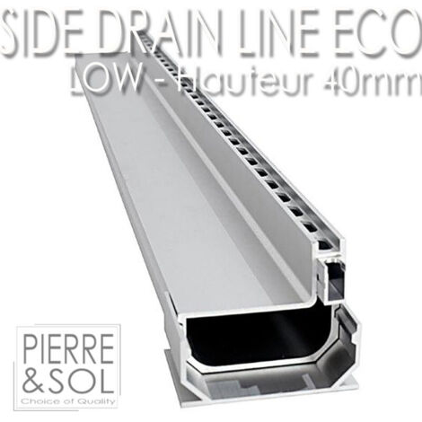 Caniveau d'évacuation aluminium 1m – Grille à fentes 10x25mm – Anodisation 15μm pour drainage extérieur – Installation rapide