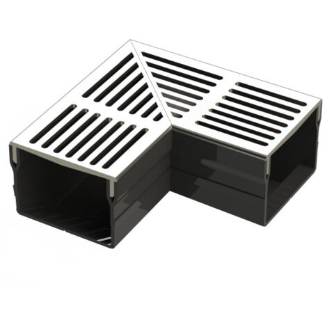 Caniveau plat H 5 cm Grille aluminium - AquaDrain - FLAT - LINE ECO - Élément d'angle