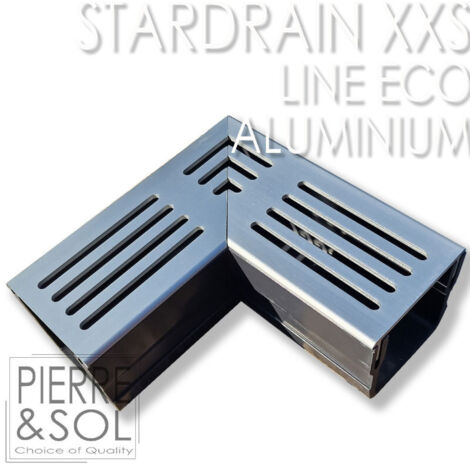 Caniveau XXS MINI L 6,5 cm Grille aluminium - StarDrain - LINE ECO -       Élément d'angle