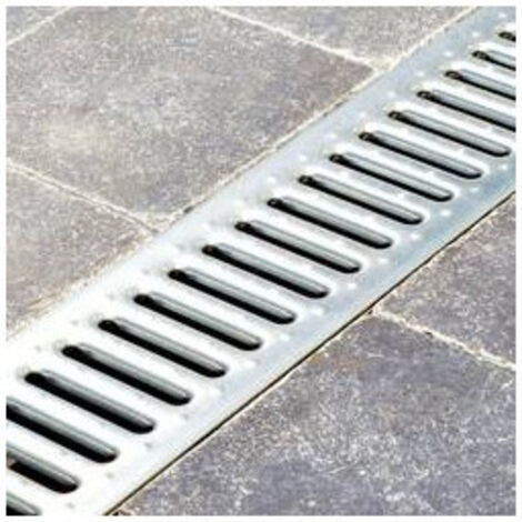 Caniveaux De Drainage Acier Galvanisé 6 M - Évacuation Eau Pour Allées, Patios - Kit 6 Caniveaux + Grilles