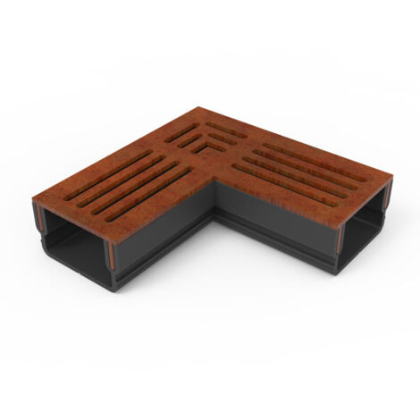 Caniveau 3XS MINI L 6,5 cm Grille acier corten - StarDrain - LINE ECO -       Élément d'angle