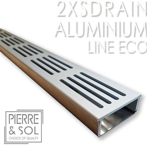 Caniveau Inox Hauteur 2 cm - 2XSDRAIN EASY Grille aluminium - LINE ECO - Caniveau de 50 cm