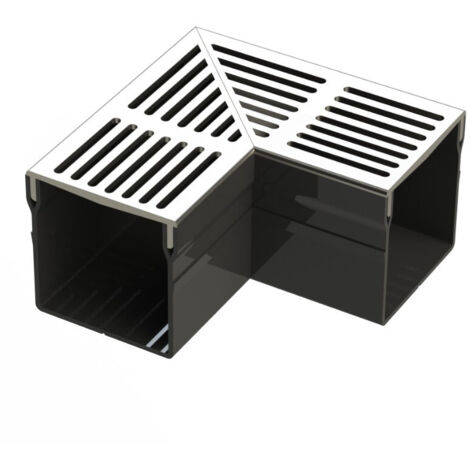 Caniveau BIG Grille aluminium - AquaDrain - 100/100 - LINE ECO -       Élément d'angle