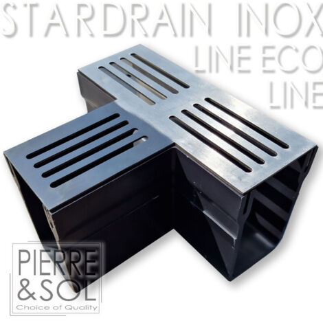 Caniveau étroit 6,5 cm Grille INOX Line - StarDrain - LINE ECO -       Pièce en T