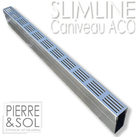 Caniveau étroit 6 cm en aluminium – Longueur 100 cm – Drainage efficace pour eaux pluviales – Classe de résistance A 15 – ACO