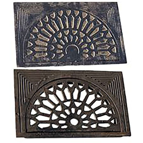 Soupirail - Grille de cave demi-lune en fonte -   55 x 35 cm    Modèle ouvert