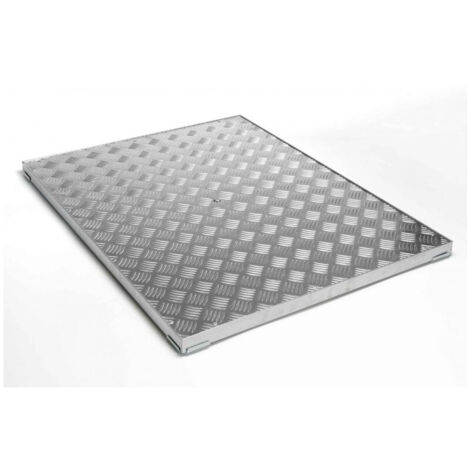 Trappe de visite aluminium striée 400 x 400 mm – Cadre renforcé 30/30/3 mm – Ancrage acier galvanisé – Accès facile pour piétons