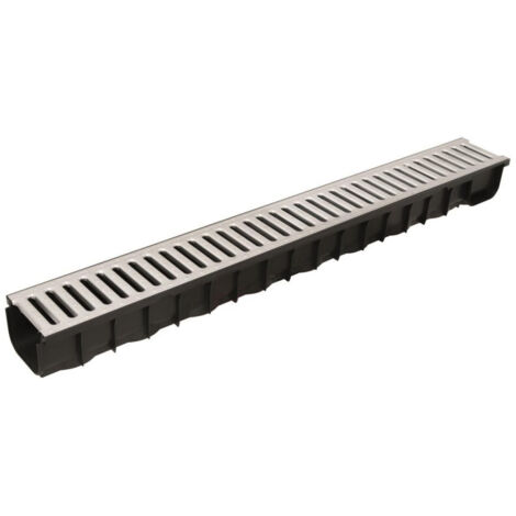 Caniveau plastique (PE-HD et PP) Midi noir - Classe A15 - Grille en galvanisé - Marshalls - Caniveau de 100 cm
