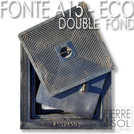 Couvercle en fonte grise à double fond A15 pour regard d'inspection – Dimensions 30 x 30 cm – Surface anti-dérapante – Charge 15 kN