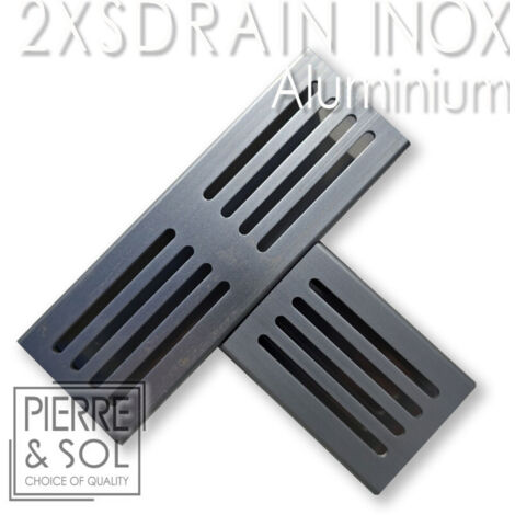 Caniveau Inox Hauteur 2 cm - 2XSDRAIN EASY Grille aluminium - LINE ECO -       Pièce en T