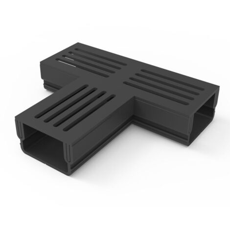Caniveau 3XS MINI L 6,5 cm Grille aluminium noir - StarDrain - LINE ECO -       Pièce en T
