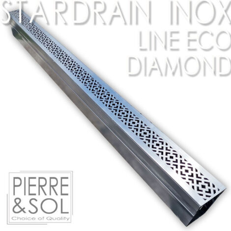 Caniveau étroit 6,5 cm Grille INOX Style - StarDrain - LINE ECO -       Inox Diamond 100cm
