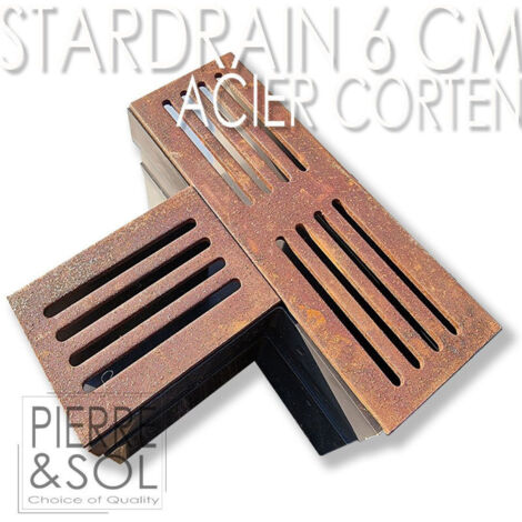 Caniveau étroit 6,5 cm Grille acier corten - StarDrain LINE  ECO -       Pièce en T