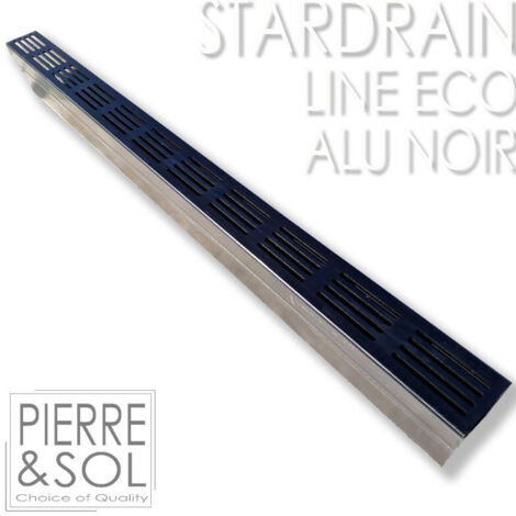 Caniveau étroit 6,5 cm Grille aluminium NOIR - StarDrain - LINE ECO - Caniveau de 100 cm