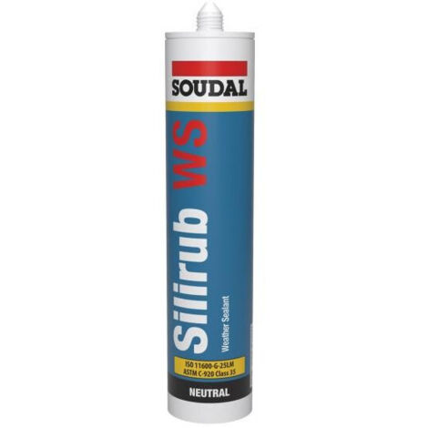 Silirub WS - Mastic silicone neutre pour mur-rideau - Soudal - Cartouche de 310 ml